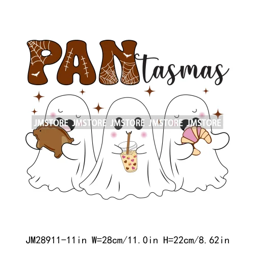 Funny Mexico Ghost Conchas Cucuys Halloween Pan Tasmas Coffee Decals Iron On DTF Transfer Stickers Ready To Press For Sweatshirt