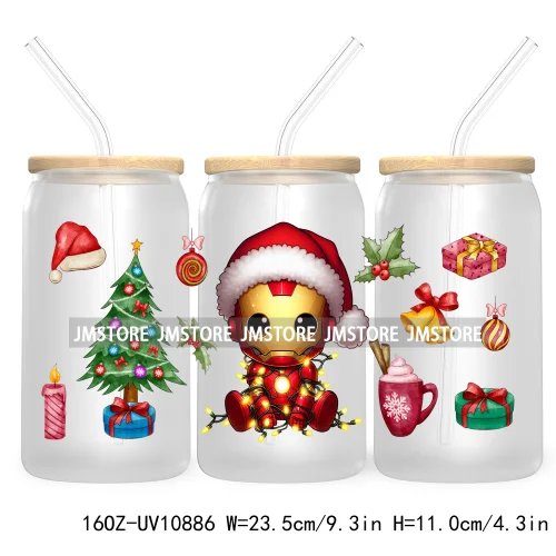 Cute Baby Horror Characters Christmas Season 16OZ UV DTF Cup Wrap Transfer Stickers Durable Waterproof Logo For Libbey Glass Can