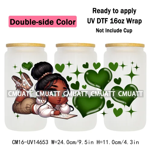 Double Sided Color UV DTF Cup Wraps 16OZ Wholesale Custom Bulk Waterproof Cartoon Lovely Princess Design For DIY Craft Mug Glass
