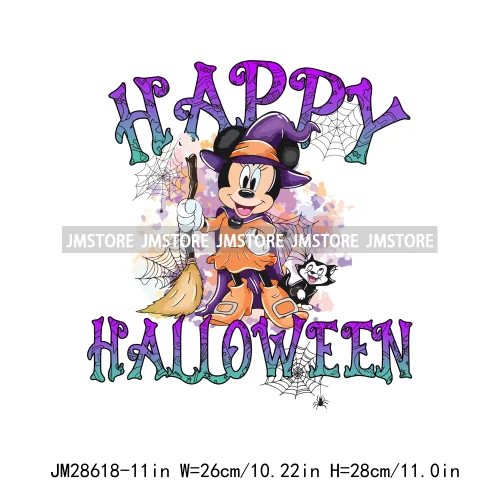 Happy Halloween Cartoon Animal Character Spooky Vibes Trick Or Treat Iron On DTF Transfer Stickers Ready To Press For Sweatshirt