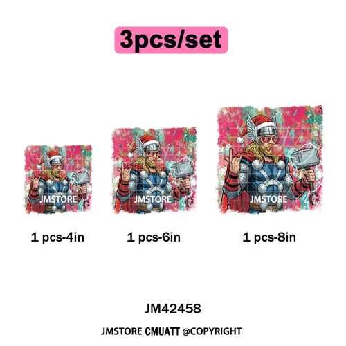 Funny Brushstroke Bubble Cartoon Christmas Killer Movie Xmas Iron on DTF Washable Transfers Stickers Ready to Press for Textiles