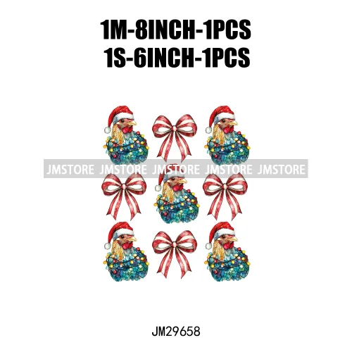 Christmas Santa Red Coquette Highland Cow Xmas Holly Jolly Vibes Iron On DTF Transfers Stickers Ready To Press For T-shirts