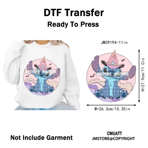 Funny Halloween Spooky Vibes Cartoon Characters Pumpkin Iron on DTF Washable Transfers Stickers Ready to Press for T-shirts Bags