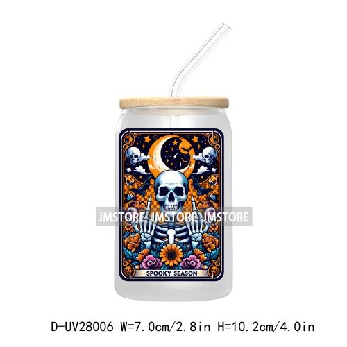 Cute Ghost Tarot Card Halloween UV DTF Transfer Stickers Decals For Libbey Cold Cups Mugs Tumbler Waterproof Craft Spooky Vibes