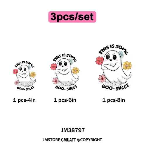 Sarcasm Halloween Time Boos Ghost Spooky Vibes Washable Designs Iron on DTF Transfers Stickers Ready to Press for T-shirts Bags