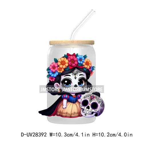 Mexican Little Princess UV DTF Transfer Stickers Decals For Libbey Cold Cups Mugs Tumbler Waterproof Craft Day of the Dead Girls