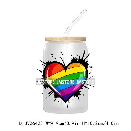 Pride Love Rainbow Heart UV DTF Transfer Stickers Decals For Libbey Cold Cups Mugs Durable Waterproof Custom Logo Label Best Gay