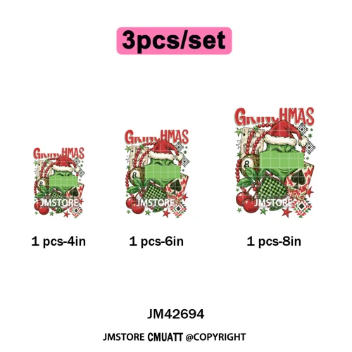 Holly Jolly Cute Cartoon Character Christmas Santa Tis The Season Iron on DTF Heat Transfers Stickers Ready to Press for Garment