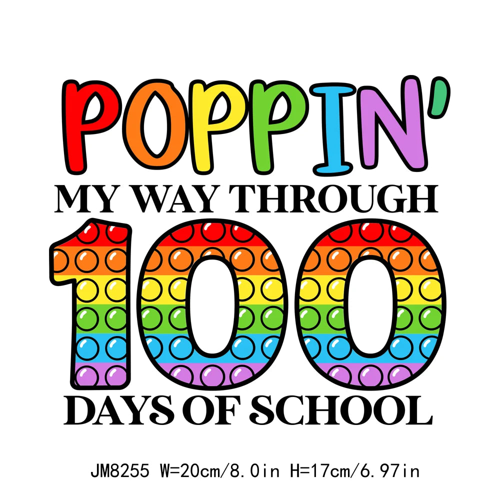 Washable Faux Glitter In My 100 Days Of School Era Back To School DTF Transfer Printing Stickers Ready To Press For T-shirts Bag