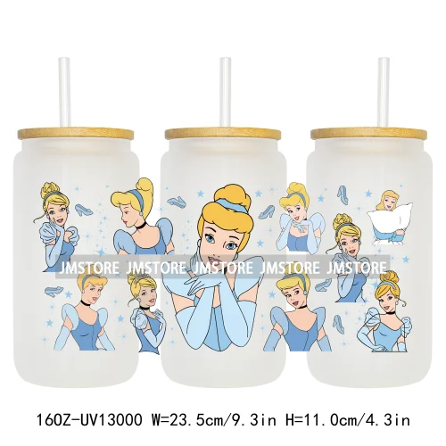 Best Friends Princess Movie Themed 16OZ UV DTF Cup Wraps Ready To Apply Waterproof Transfer Sticker For Libbey Glass Can Tumbler