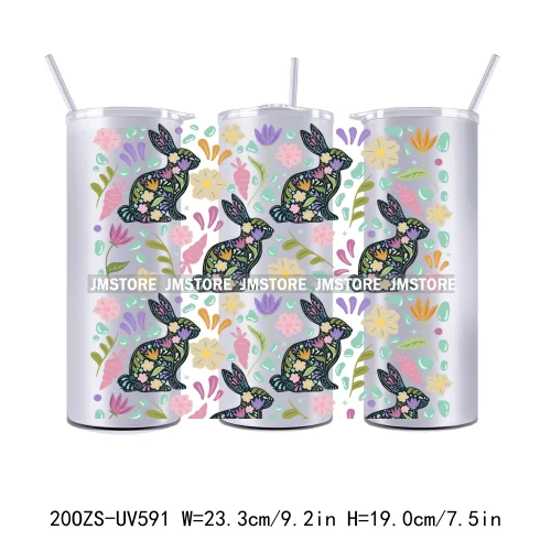 Coquette Easter Peeps Spring Floral Bunny Eggs 20OZ Skinny Tumbler Wrap UV DTF Transfer Stickers Personalized Logo For Tumbler