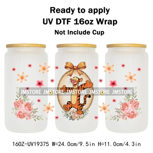 Strawberry Girls Cartoon Magic Mirror UV DTF Transfer Sticker Cup Tumbler Wrap For 16OZ Libbey Glass Wraps Bottle Mug DIY Labels