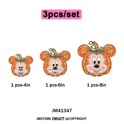 Cartoon Friends Character Faux Glitter Coquette Pumpkin Girly Halloween Iron on DTF Transfer Stickers Heat Press for Hoodies Bag