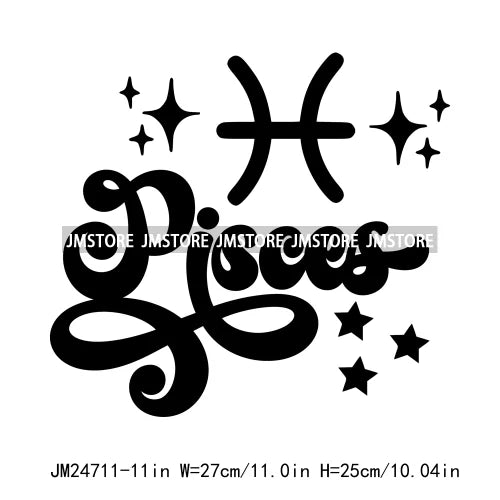 Zodiac Symbols Stars Constellation Astrology Signs Horoscope Letters Iron On DTF Transfer Stickers Ready To Press For Clothing