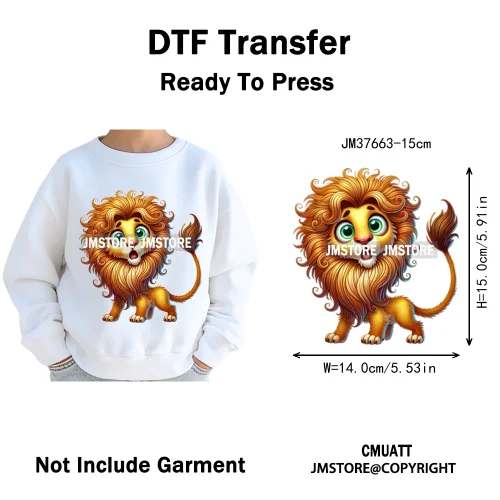 15cm 5.9in Kid Cute Silly Baby Pet Animal Iron On DTF Heat Transfer Sticker For Clothes Vinyl Thermal Washable T-Shirts Decals