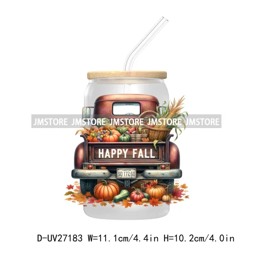 Happy Fall Autumn Pumpkins Season UV DTF Transfer Stickers Decals For Libbey Cold Cups Mugs Tumbler Waterproof Labels Boho Ghost