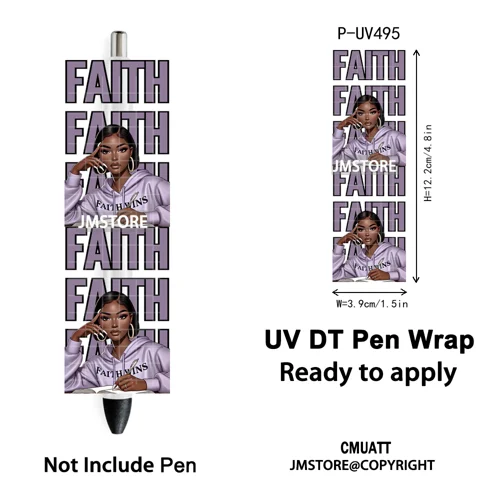Black Girl Praying Afro Women Faith UV DTF Pen Wraps Ready To Apply Transfer Sticker Print Waterproof High Quality UV DTF Decal
