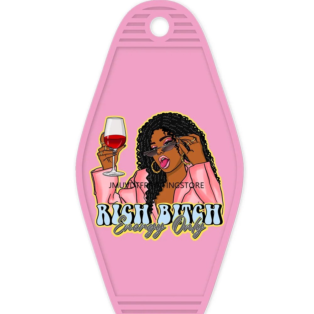 African American Girl High Quality WaterProof UV DTF Sticker For Motel Hotel Keychian Hustle Black Women