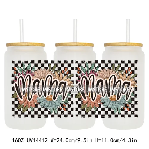 Retro Mama Coquette Bow UV DTF Stickers Ready to Transfer Cup Wrap Custom Labels DIY Craft For Libbey Can Glass Tumblers Mugs