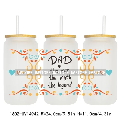 Dad Daily Affirmations Father's Day 16OZ UV DTF Cup Wrap Ready To Apply Waterproof Transfer Sticker For Libbey Glass Can Tumbler