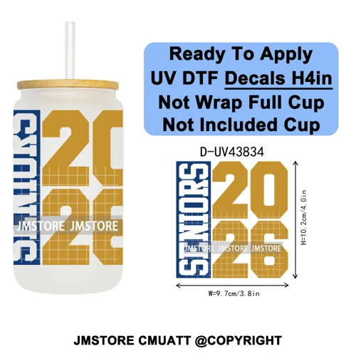 Graduation Crew 2026 Senior UV DTF Transfer Stickers Decals Ready To Apply Good Quality Prints For Libbey Cold Cup Mug Bottle