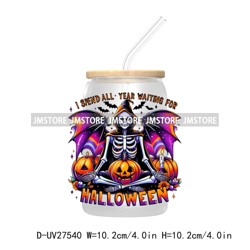 Candy Heart Spooky Ghost Halloween UV DTF Transfer Stickers Decals For Libbey Cold Cup Mug Tumbler Tis The Season Horror Pumpkin