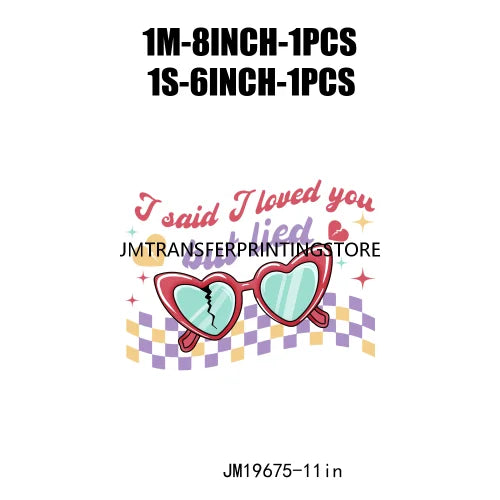 Retro Groovy Valentine Love You To Pieces DTF Transfer Iron On Heat Press Sticker For Hoodies