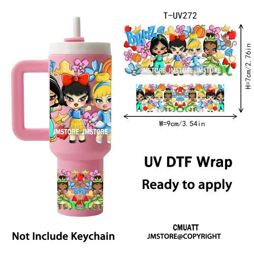 Lovely Cartoon Monsters Princess UV DTF Custom Print Ready To Apply Transfer Stickers Waterproof Wraps For Mini Tumbler Keychain