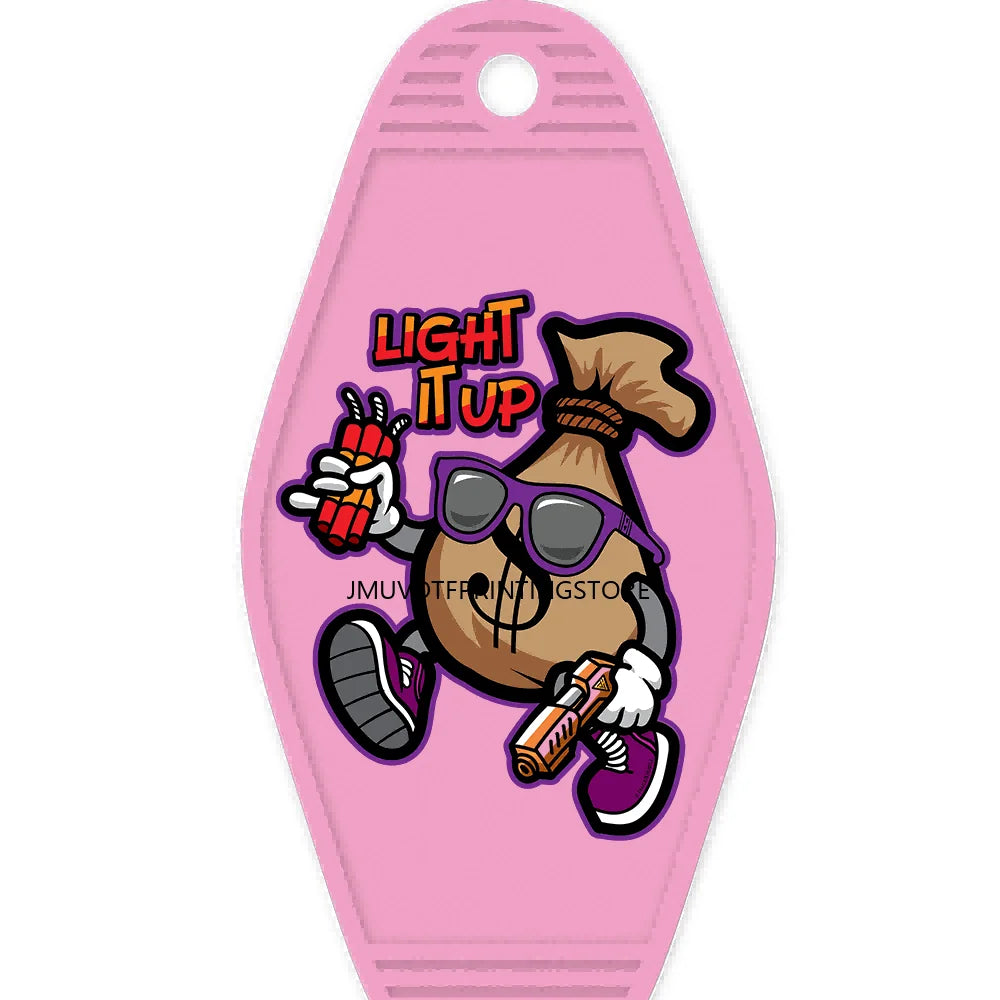 Famous Hustle Bear High Quality WaterProof UV DTF Sticker For Motel Hotel Keychain Colorful Teddy Bears