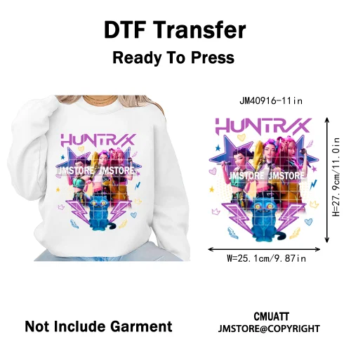Music Kpop Group Lover Anime Fans Boys Girls Hunters Inspired Iron on DTF Washable Transfers Sticker Ready to Press for Clothing