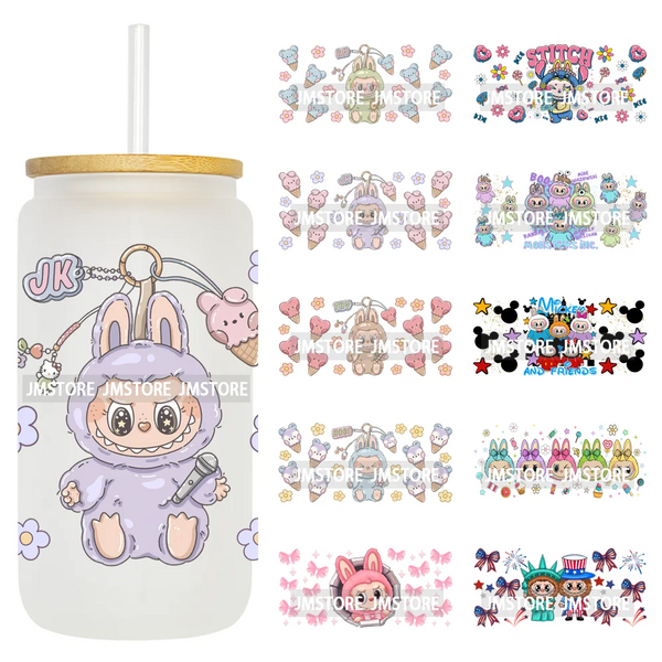 Funny Cartoon Monster Characters Ice Cream UV DTF Stickers Ready To Apply Cup Wrap Custom Prints DIY Craft For Libbey Glass Can