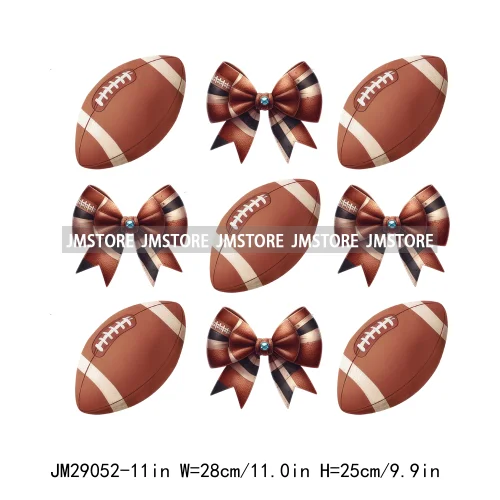 Coquette Bow Fall Football Mom Season Sports Team Thermal Printing Iron On DTF Transfer Stickers Ready To Press For T-shirts Bag