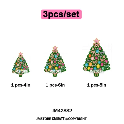 Funny Faux Yarn Crochet Christmas Tree Santa Winter Season Iron on DTF Washable Transfers Stickers Ready to Press for Textiles