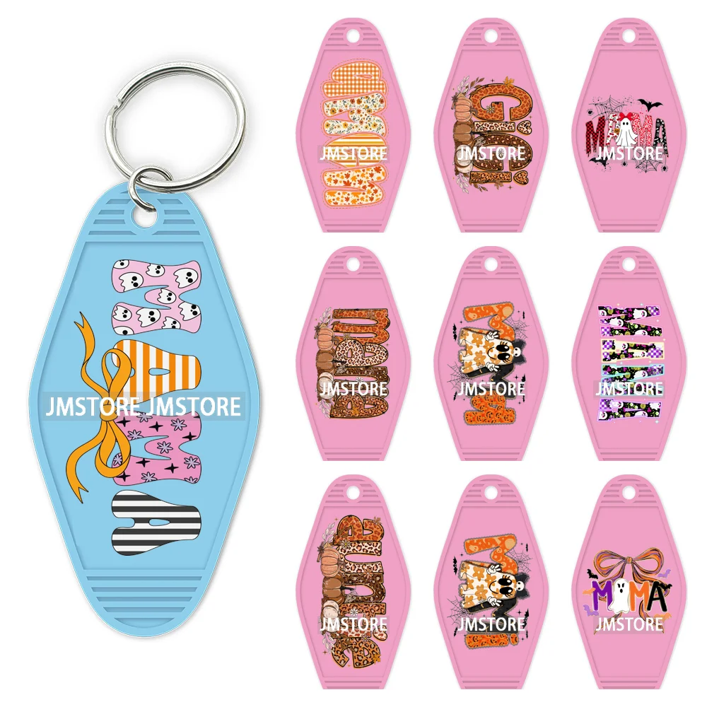 Mama Mini Halloween Spooky Ghosts UV DTF Motel Keychain Decal Ready To Ship Durable Transfer Stickers Prints For Hotel Keychain