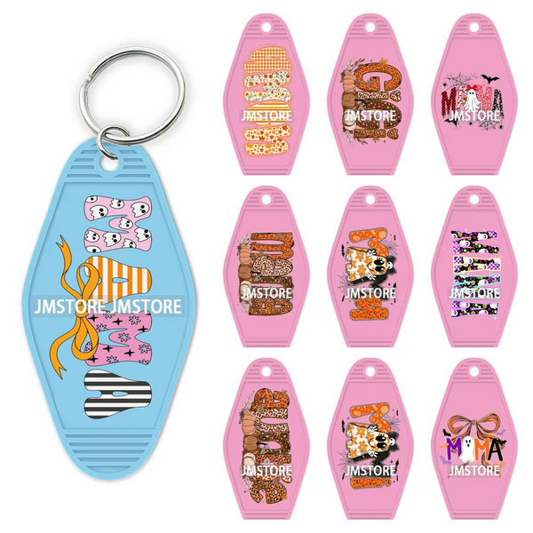 Mama Mini Halloween Spooky Ghosts UV DTF Motel Keychain Decal Ready To Ship Durable Transfer Stickers Prints For Hotel Keychain