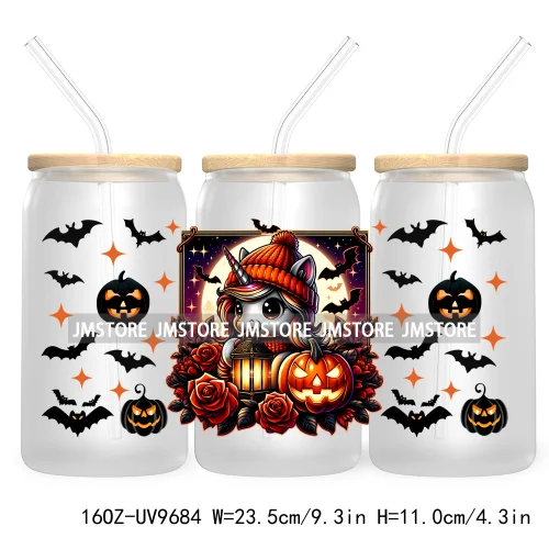 Halloween Spooky Bat Cartoon Character 16OZ UV DTF Cup Wrap Transfer Stickers Custom Labels Waterproof Logo For Libbey Glass Can