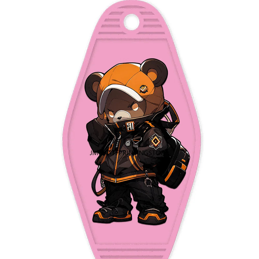 Cool Cartoon Animals High Quality WaterProof UV DTF Sticker For Motel Hotel Keychain Hip Pop Panda Bears