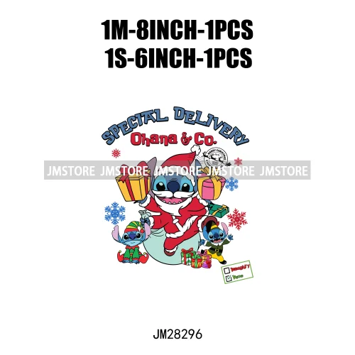 Special Delivery Characters Cartoon Santa Claus Christmas Gift Iron On DTF Transfers Stickers Ready To Press For Clothes