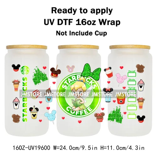 Coquette Bow Baby Toddler Princess UV DTF Cup Wraps Ready To Apply Transfer Stickers For 16OZ Libbey Glass Can Mug Faux Glitter