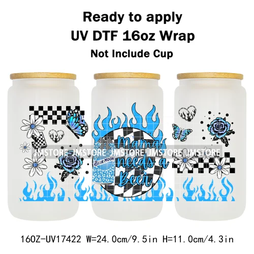 Retro Drink Quotes Butterfly Flower Heart 16OZ UV DTF Cup Wraps Ready To Apply Waterproof Transfer Stickers For Libbey Glass Can