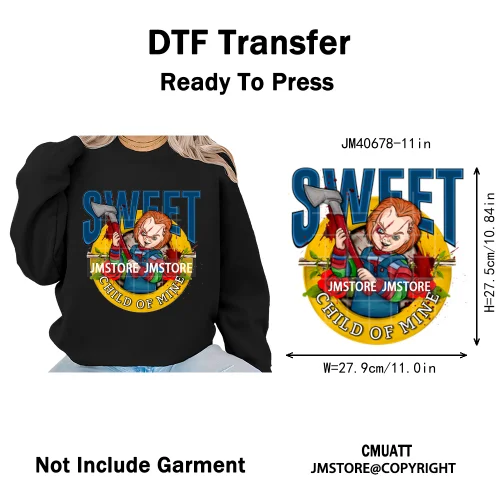 Cartoon Characters Scary Halloween Vibes Bad Killer Mom Iron on DTF Washable Transfers Stickers Ready to Press for Clothing