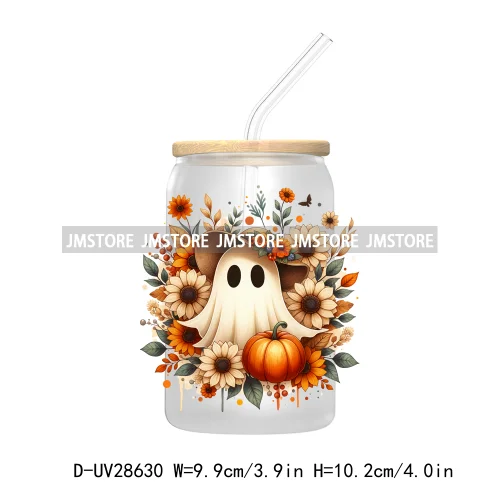 Happy Fall Autumn Pumpkins Season UV DTF Transfer Stickers Decals For Libbey Cold Cups Mugs Tumbler Waterproof Labels Boho Ghost