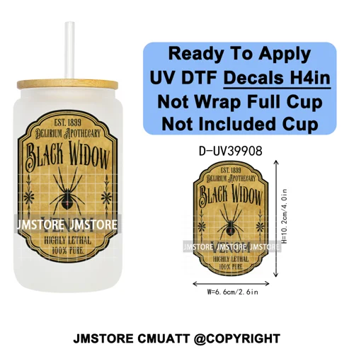 Spooky Halloween Witch Brew Bottle Label Set UV DTF Transfer Stickers Decals Ready To Apply Waterproof For 16OZ Libbey Glass Can