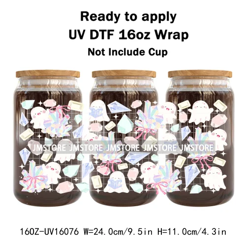 Spooky Boo Halloween Fall Bookish Ghost UV DTF Stickers Ready To Transfer Cup Wrap Custom Labels For Libbey Can Glass Tumbler
