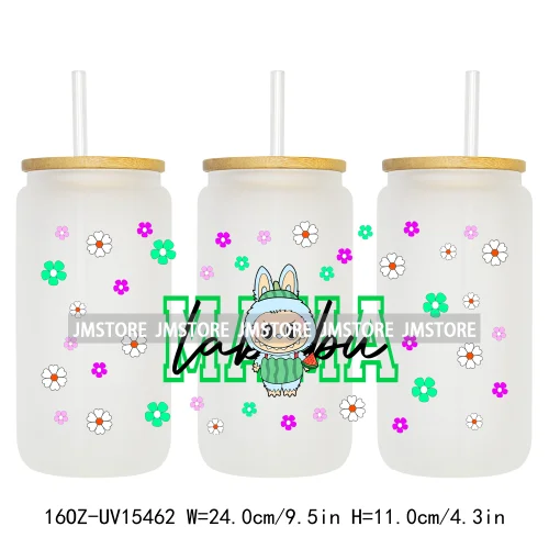 Cute Mama Doll Cartoon Mirror Bow 16OZ UV DTF Cup Wraps Ready To Apply Waterproof Transfer Stickers For Libbey Glass Can Tumbler
