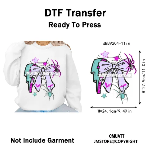 Funny Halloween Spooky Vibes Cartoon Characters Pumpkin Iron on DTF Washable Transfers Stickers Ready to Press for T-shirts Bags