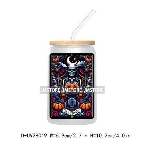 Cute Ghost Tarot Card Halloween UV DTF Transfer Stickers Decals For Libbey Cold Cups Mugs Tumbler Waterproof Craft Spooky Vibes