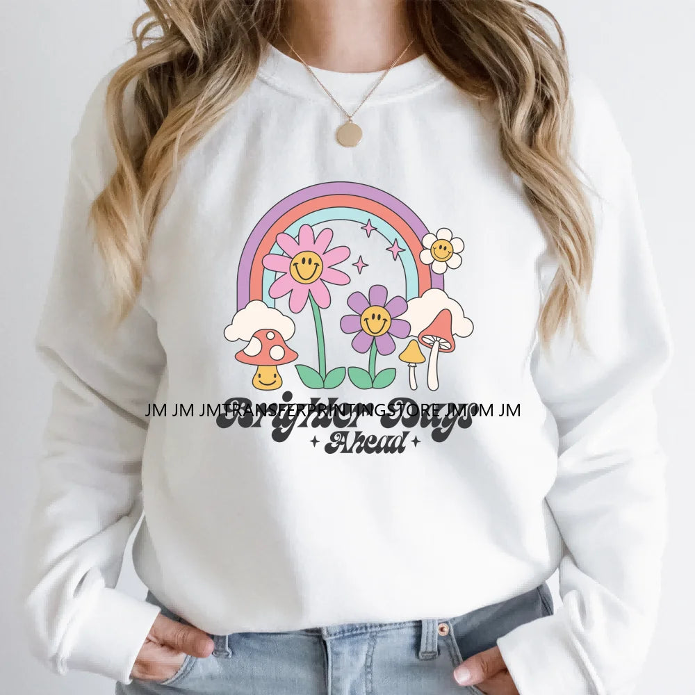 Retro Keep Growing Chasing It's Okay To Take Mental Health Day Inspirational Thinking Quotes DTF Transfer Stickers For Clothes