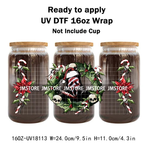 Christmas Cartoon Holiday Movie Friends UV DTF Cup Wrap Ready To Apply Transfer Stickers 16OZ Tumbler Wraps For Libbey Glass Can