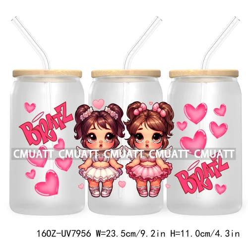 Cartoon Cute Kids Doll Girl Swiftie Love UV DTF 16OZ Stickers Glass Can Wrap For Libbey Cold Cups Mugs Waterproof DIY Craft